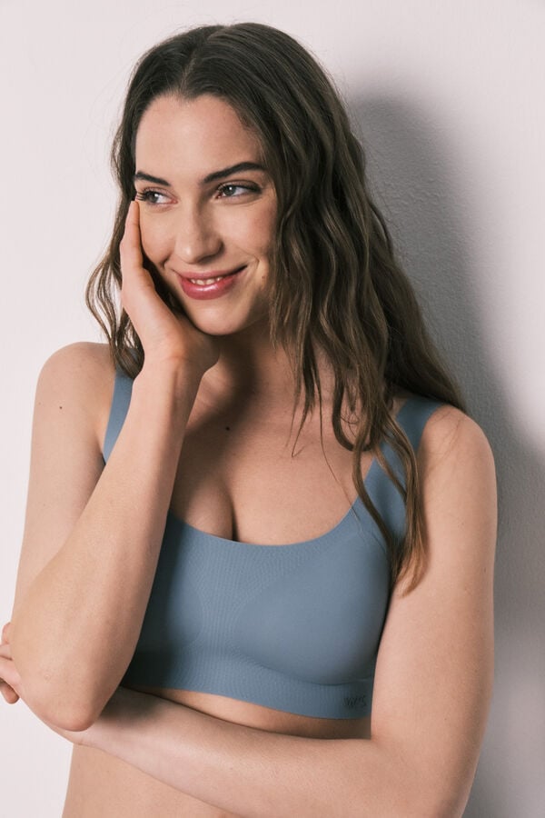 Women'secret Top liso clean cut de microfibra azul azul