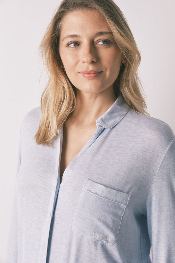 Women'secret Pijama camisera larga maternity extra suave azul azul