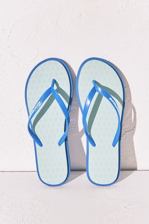 Women'secret Chanclas de dedo con textura floral azul verde
