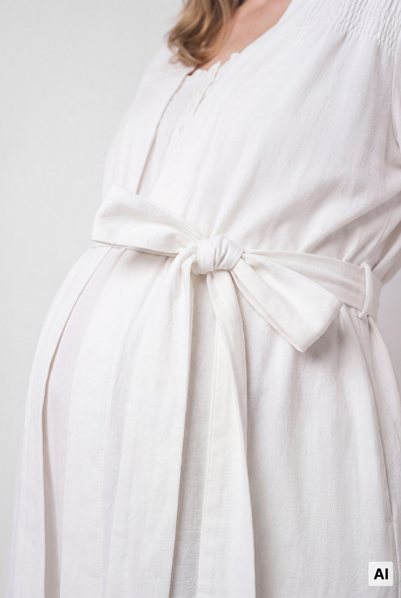 Women'secret Bata de algod&oacute;n con cintur&oacute;n blanca