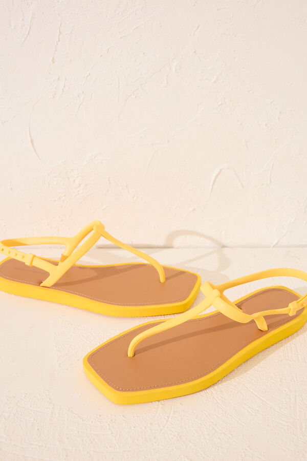 Womensecret Chanclas entrelazadas con puntera cuadrada amarillo