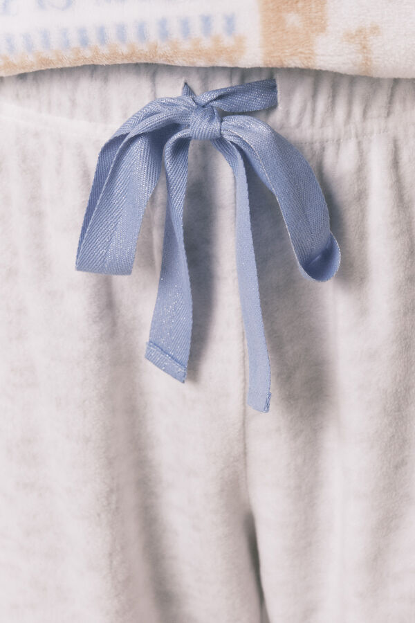 Women'secret Pijama larga de forro polar SmileyWorld&reg;  marfil