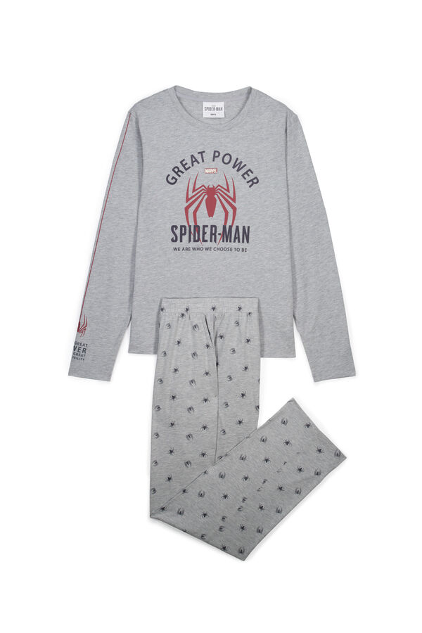 Women'secret Pijama larga de algod&oacute;n Spiderman gris