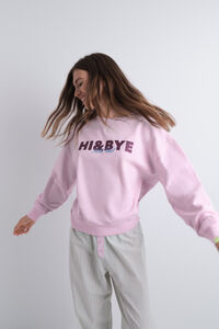 HI&BYE Sudadera de felpa rosa liso