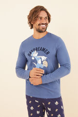 Womensecret Pijama larga hombre 100% algodón Tom y Jerry azul