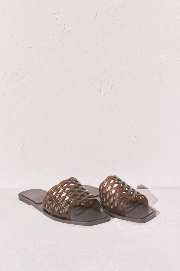 Women'secret Sandalias planas jelly caf&eacute; caf&eacute;