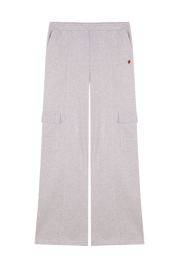 Womensecret Pantalón largo flare felpa gris gris