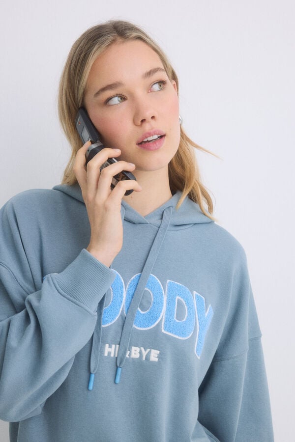 Womensecret Sudadera capucha felpa algodón gris gris