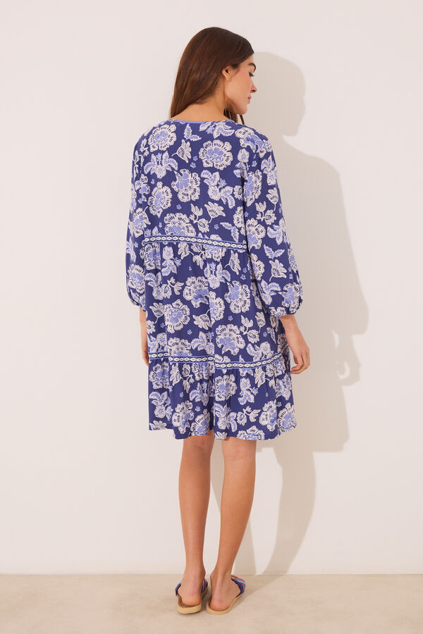 Womensecret Playera de dormir de viscosa con estampado azul estampado