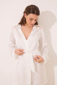 Womensecret Bata midi satín blanca marfil