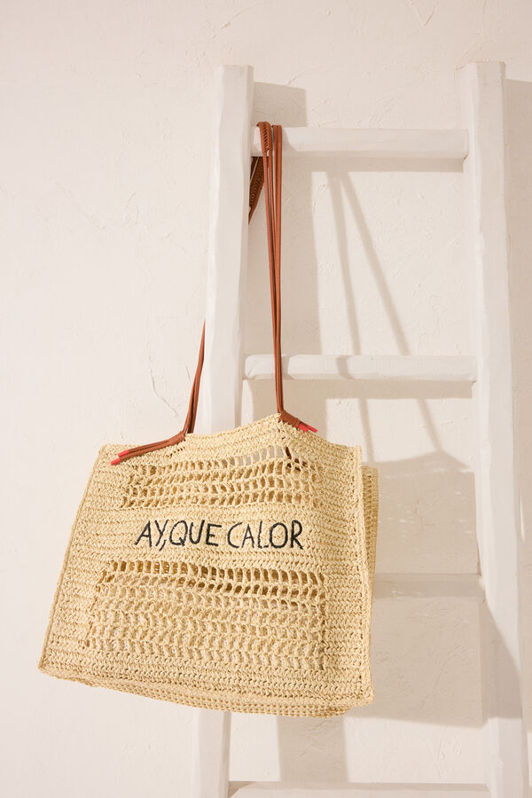 Womensecret Bolsa grande de rafia , bolsa café