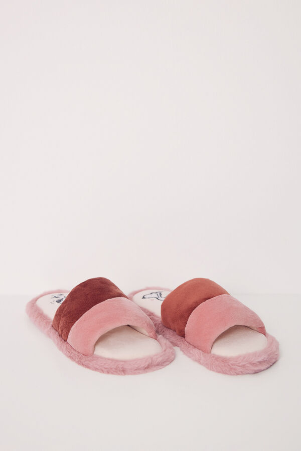 Womensecret Pantuflas abiertas Snoopy rosa café