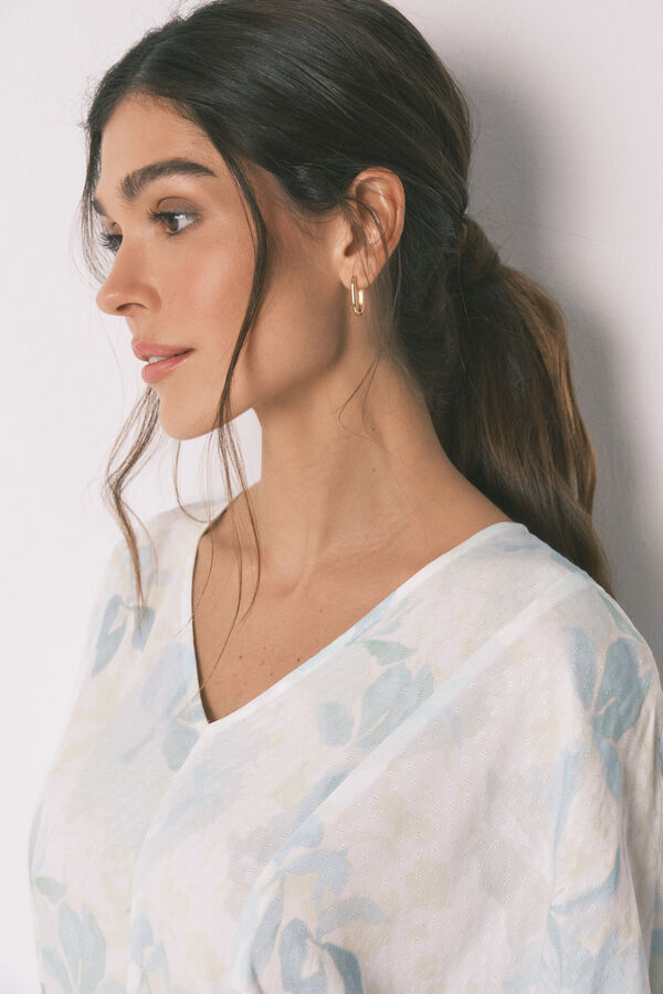 Women'secret Camisón largo cruzado con cinturón marfil