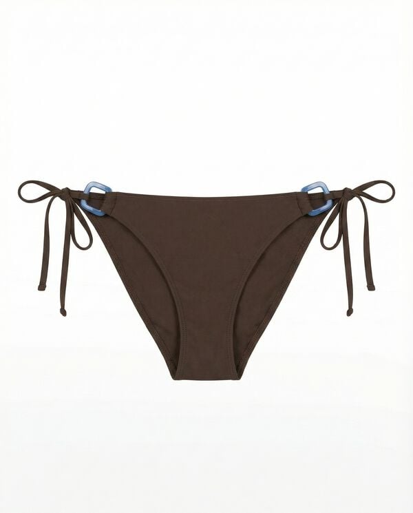 Women'secret Panty de bikini cl&aacute;sica con lazo marr&oacute;n caf&eacute;