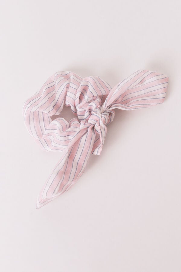 Women'secret Scrunchie a rayas con lazo rosa naranja
