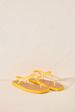 Womensecret Chanclas entrelazadas con puntera cuadrada amarillo