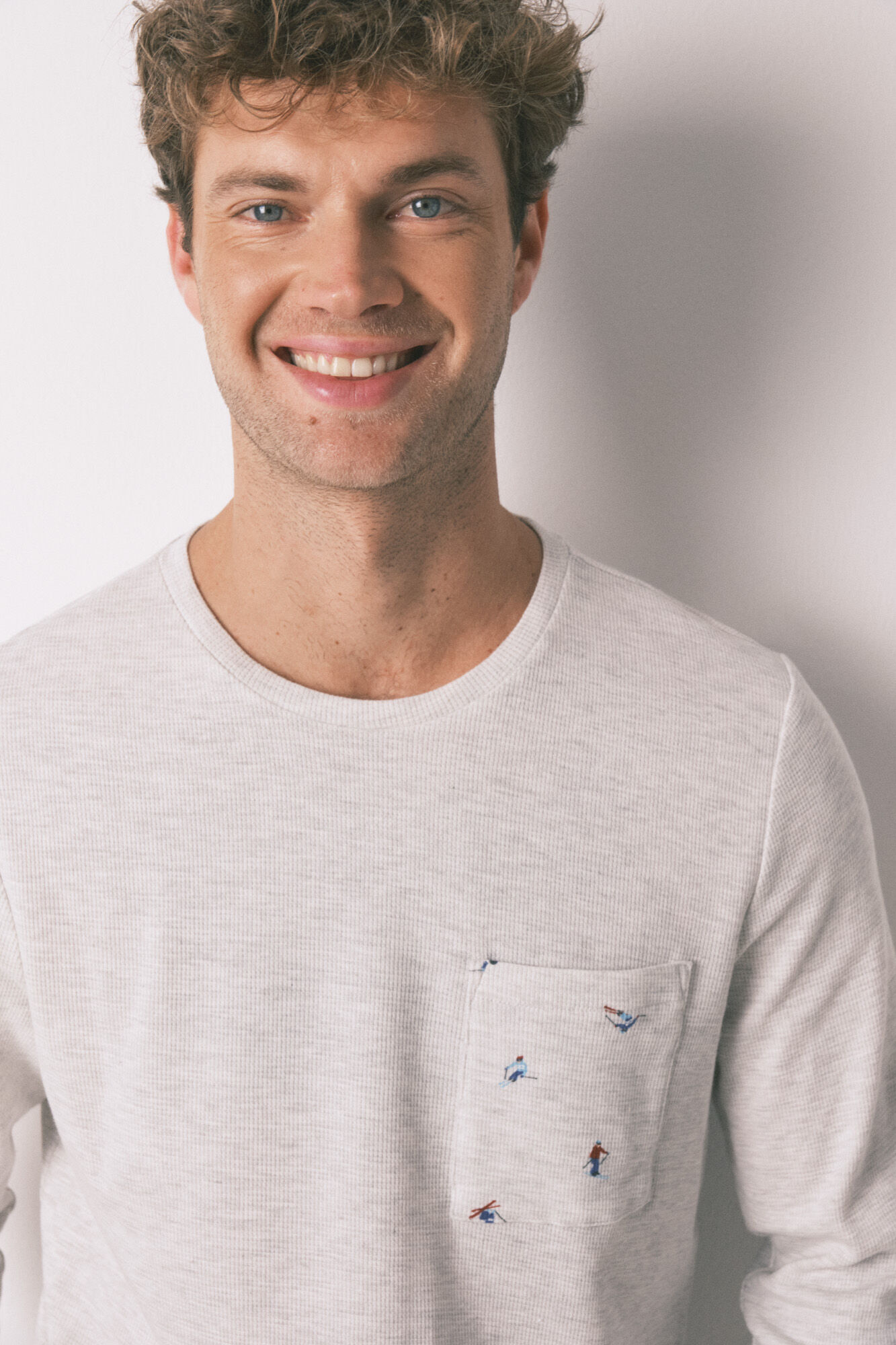 Women'secret Pijama larga de hombre 100% algod&oacute;n gris esqu&iacute;