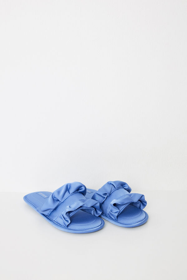 Womensecret Pantuflas satén volantes azul estampado