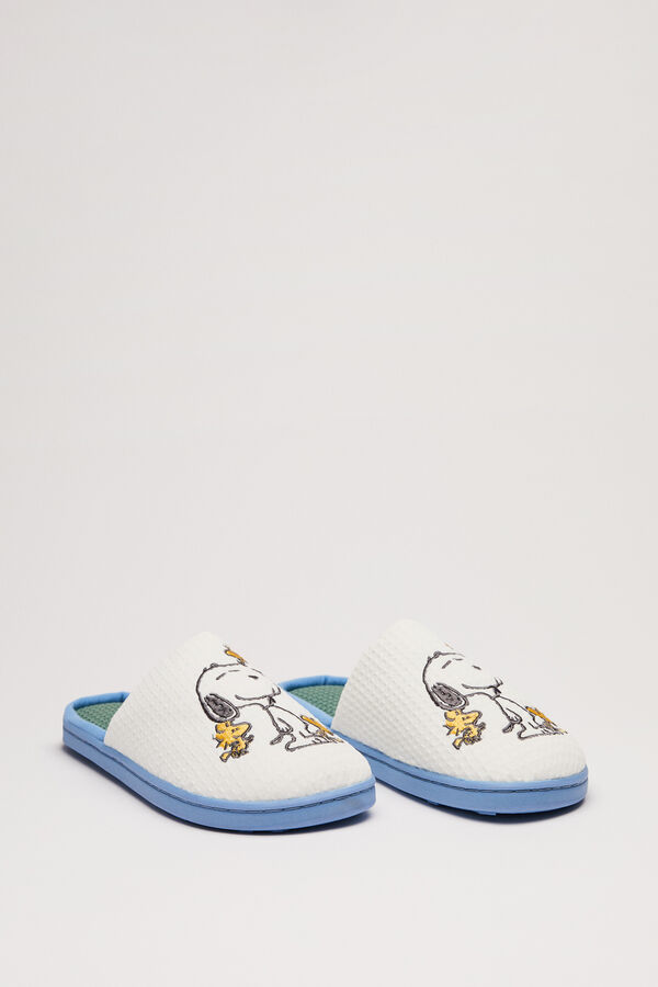 Womensecret Zapatillas casa tipo ducha Snoopy blanco