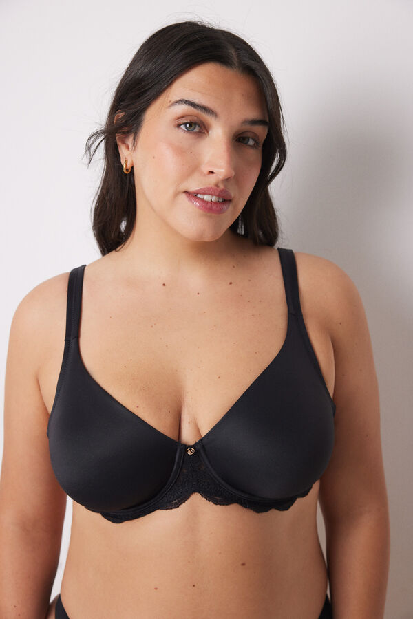 Womensecret REAL brasier reductor microfibra y encaje negro negro