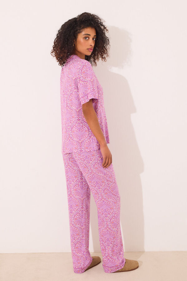 Womensecret Pijama camisera de viscosa con estampado boho estampado