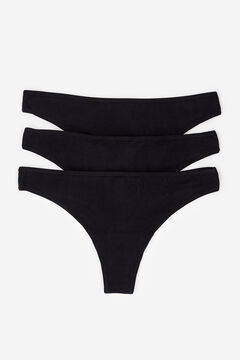 Womensecret Pack 3 bragas tangas de algodón negro