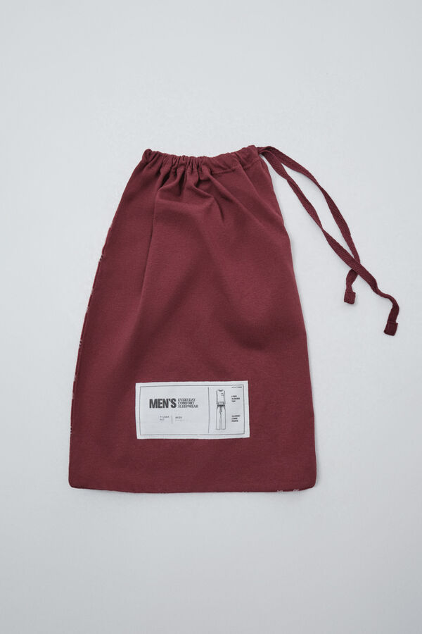 Women'secret Pijama larga de algod&oacute;n a cuadros granate p&uacute;rpura