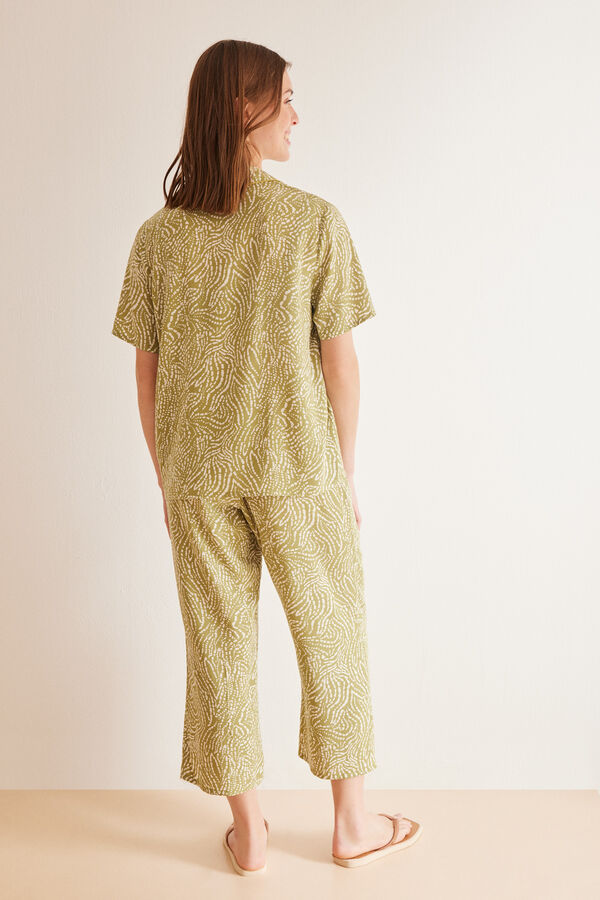 Womensecret Pijama camisera capri étnica verde estampado
