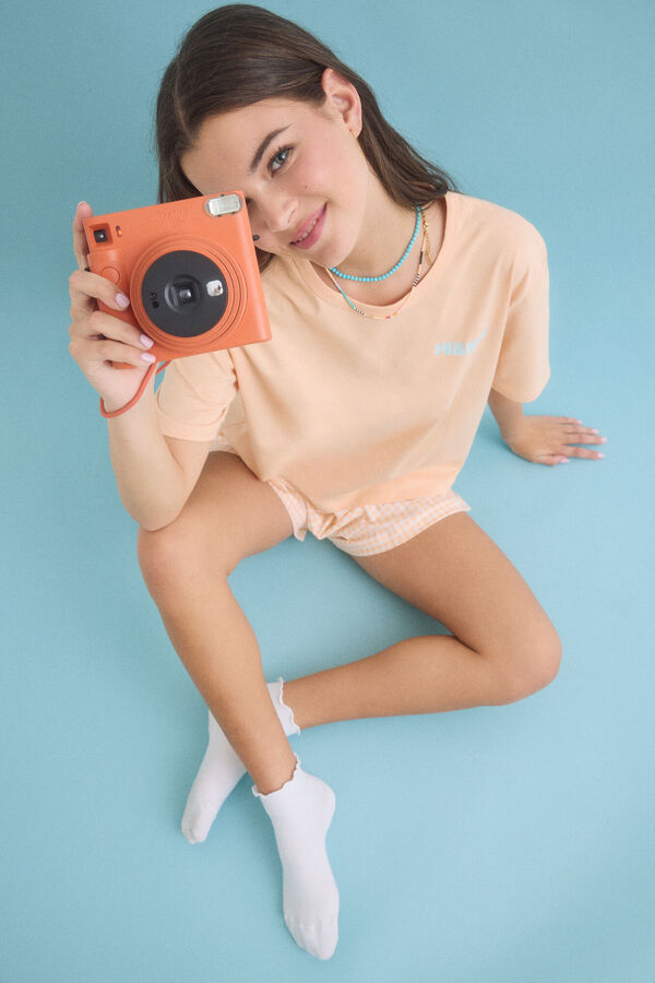 Womensecret Pijama corta 100% algodón en color naranja naranja