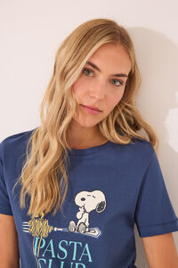 Womensecret Pijama larga geométrico de Snoopy 100 % algodón azul