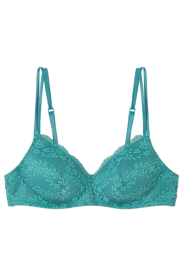 Womensecret Brasier triangular con encaje de relleno verde CHARMING verde