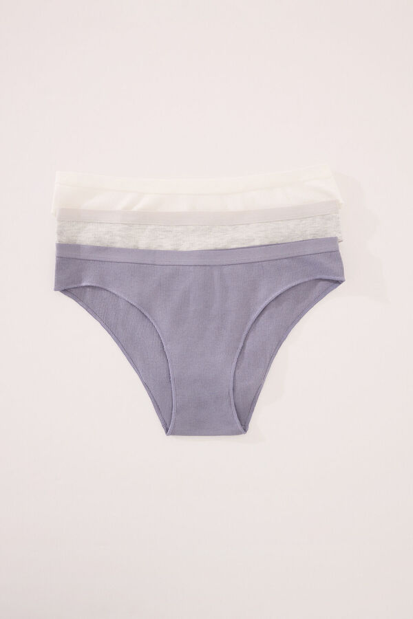 Womensecret Pack de 3 panties de viscosa de algodón acanalado blanco