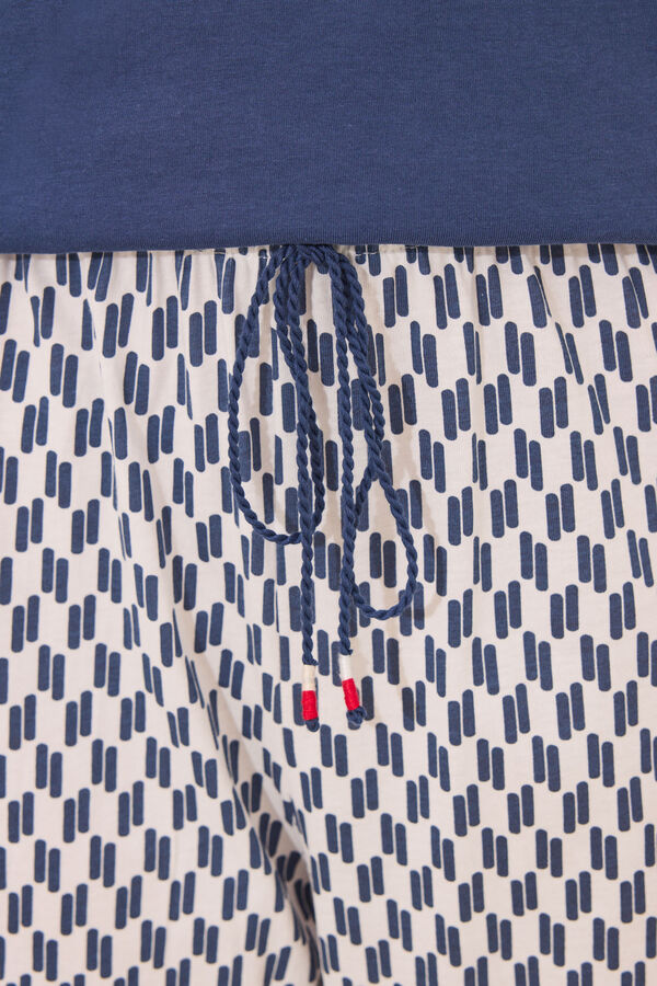 Womensecret Pijama larga geométrico de Snoopy 100 % algodón azul