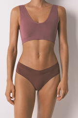 Women'secret Panty ancha brasileña fruncida púrpura