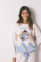 Women'secret Pijama larga de forro polar mousse de Snoopy marfil