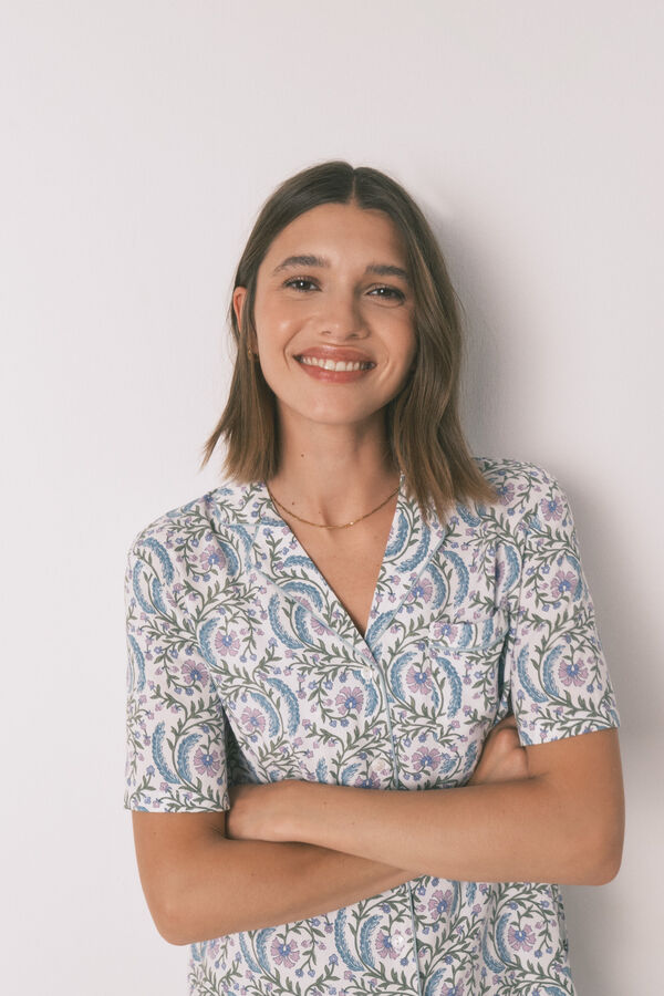 Womensecret Pijama camisera largo con estampado floral verde verde