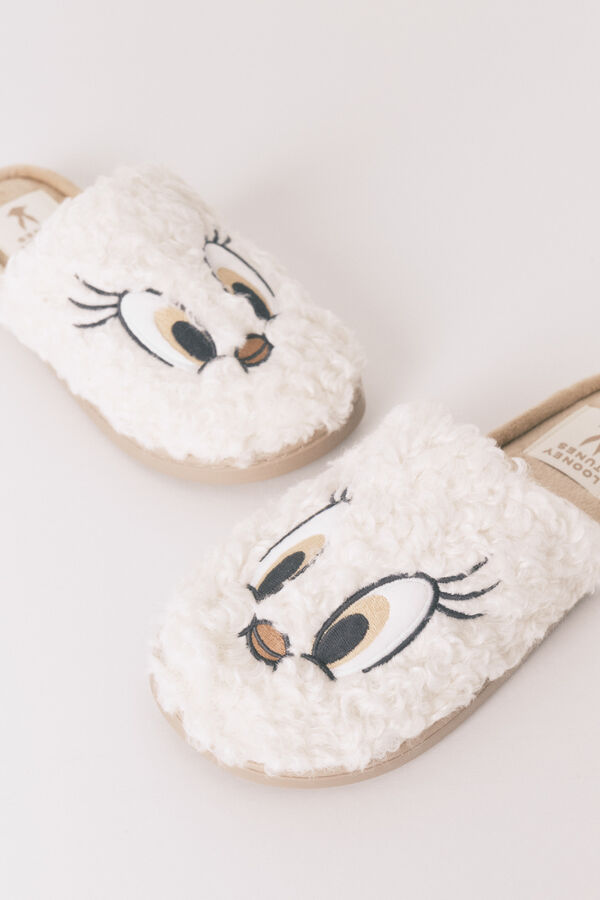 Women'secret Pantuflas para casa Tweety de borrego blanca nude