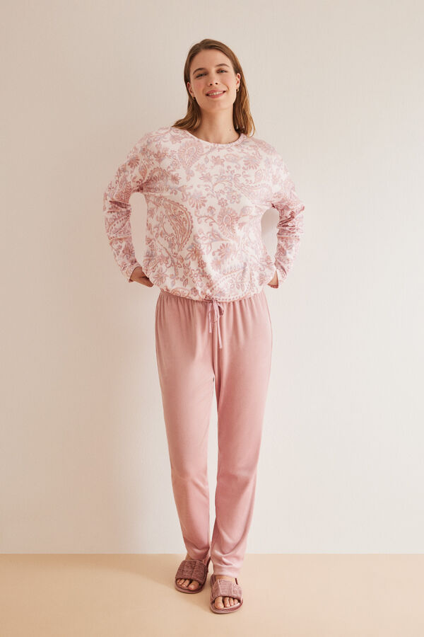 Womensecret Pijama larga rosa Paisley rosa