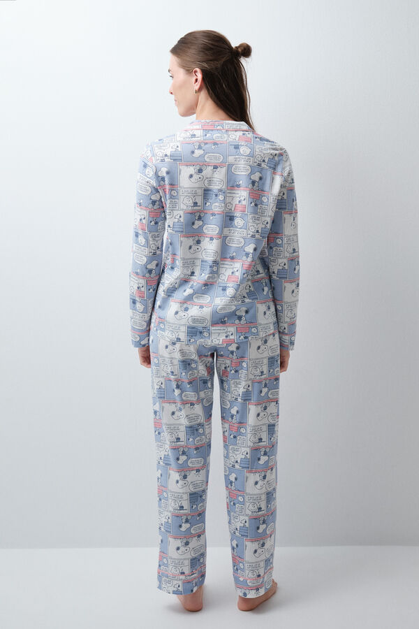 Women'secret Pijama larga camisera de c&oacute;mic Snoopy azul