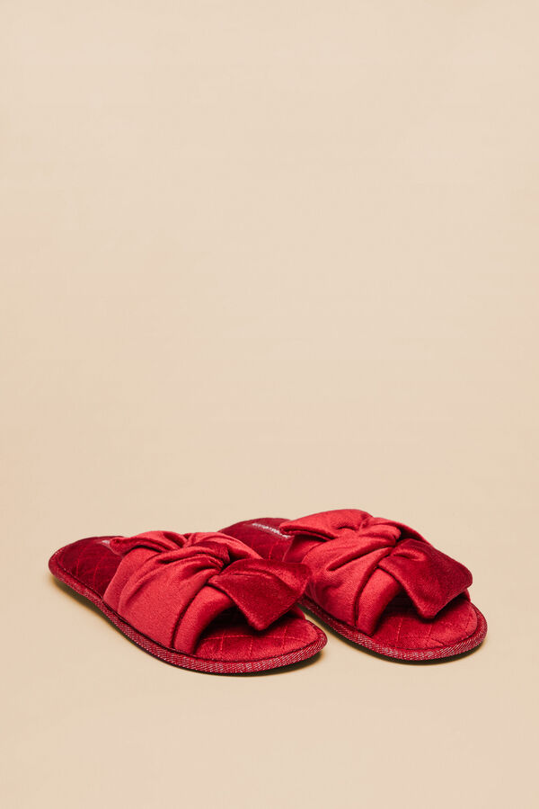 Womensecret Pantuflas terciopelo rojo coral