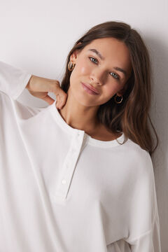 Womensecret Playera manga larga punto cálido blanco marfil