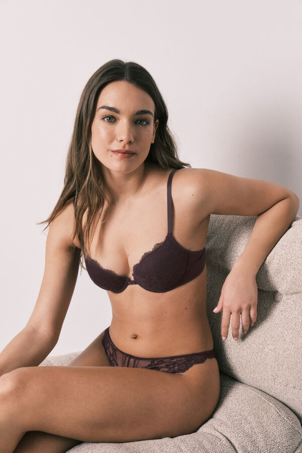 Women'secret Brasier cl&aacute;sico relleno de encaje morado BEAUTIFUL morado/lila