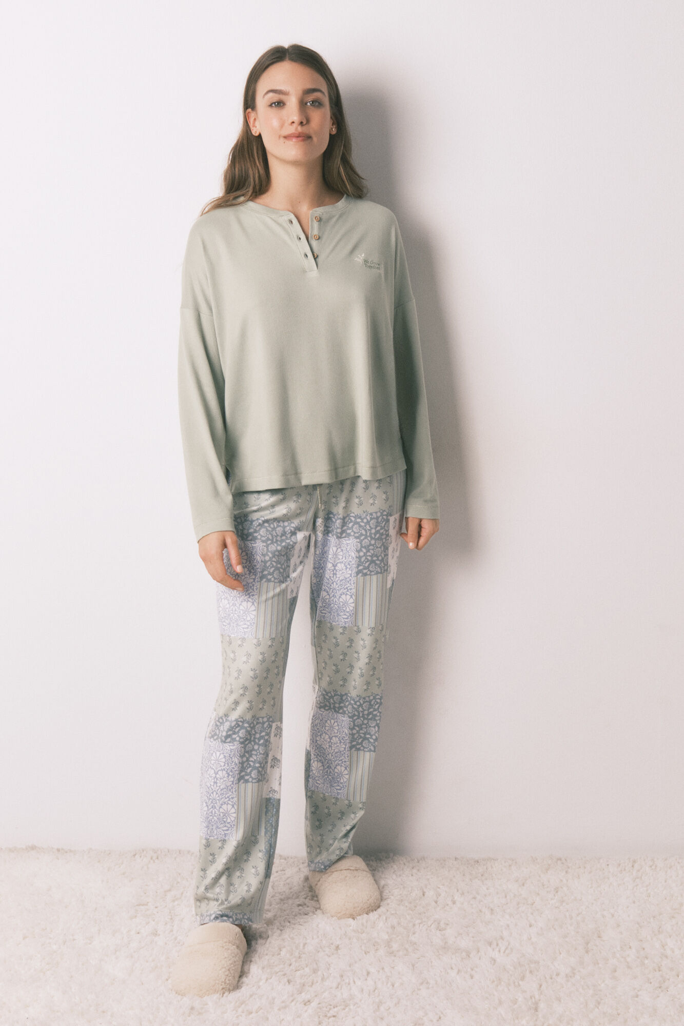 Women'secret Pijama larga de patchwork s&uacute;per suave