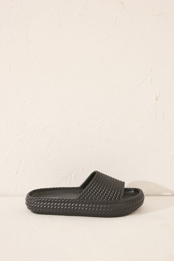 Womensecret Chanclas de plataforma negras negro
