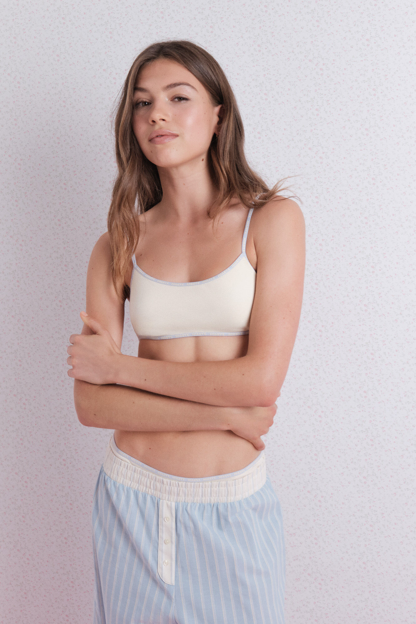 HI&BYE Brasier de algod&oacute;n amarillo con copas extra&iacute;bles