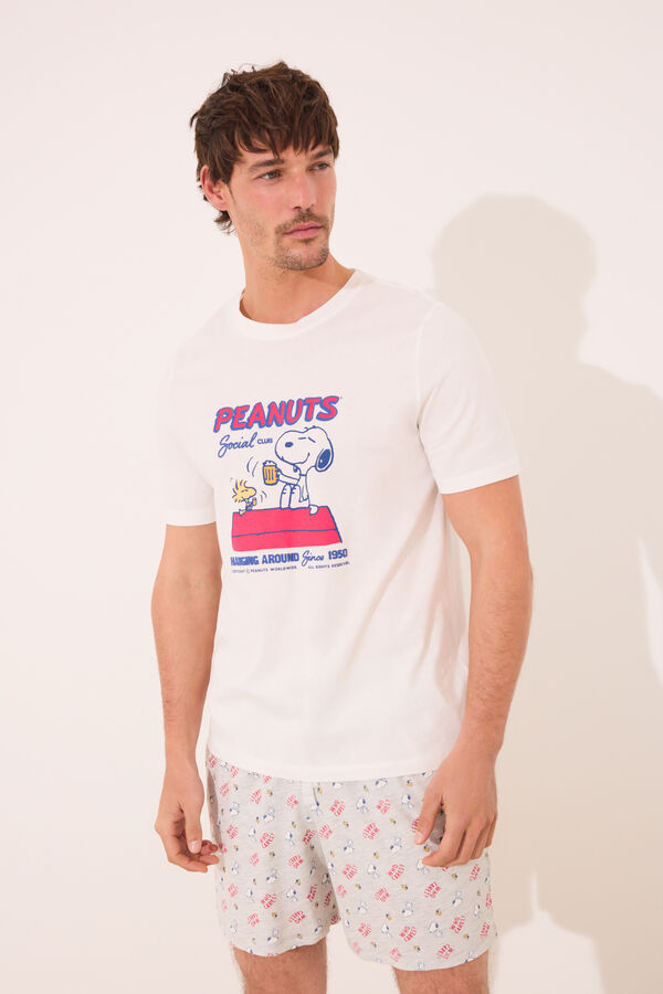 Womensecret Pijama corta hombre Snoopy 100% algodón marfil