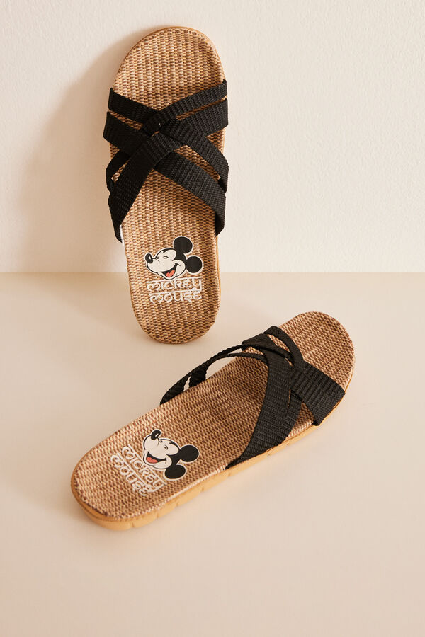 Womensecret Sandalias tiras negro Mickey negro