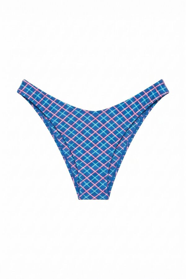Women'secret Panty de bikini brasile&ntilde;o efecto U a cuadros azul estampado