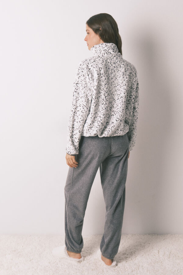 Women'secret Pijama larga de forro polar con estampado animal estampado
