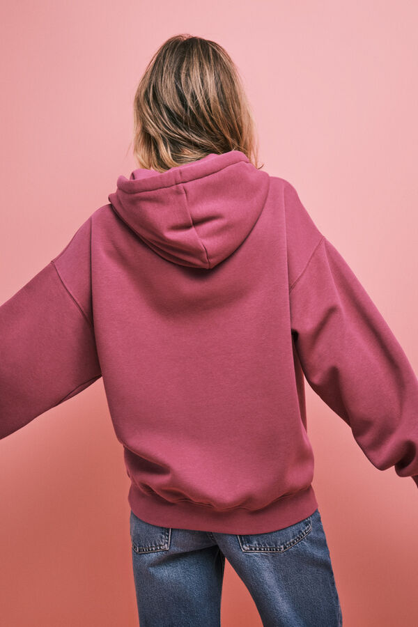 HI&BYE Sudadera de algod&oacute;n con capucha granate rosa